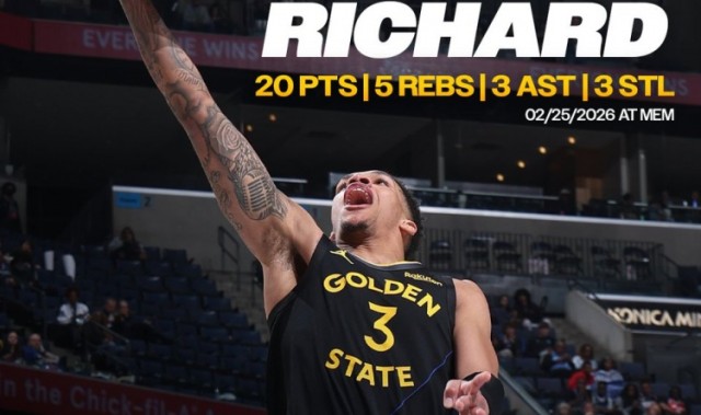 赛事直播-理查德单场至少21分5板6助3断 2012年克莱后勇士首位新秀！
